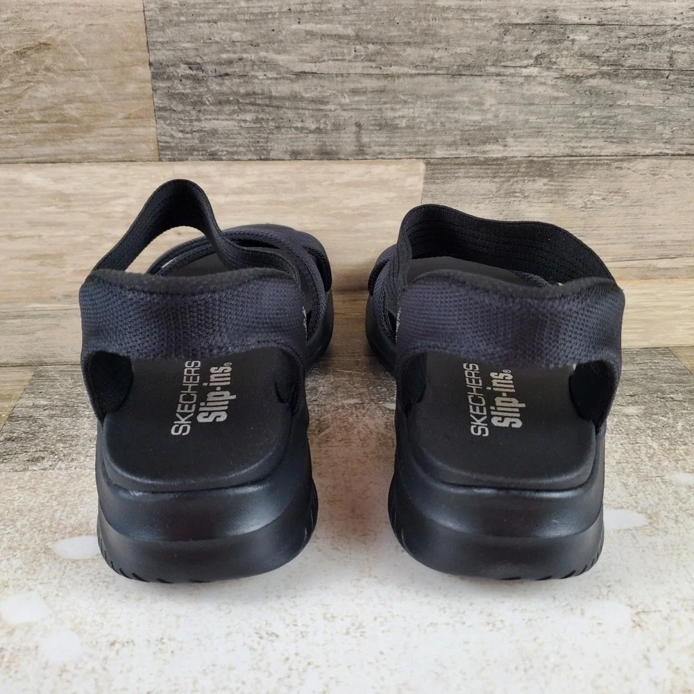 Skechers Slip-Ins Ultra Flex 3.0 Never Better Womens Sandal Sz 6 Black Slingback